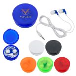 Ear Buds in Round Plastic Case
